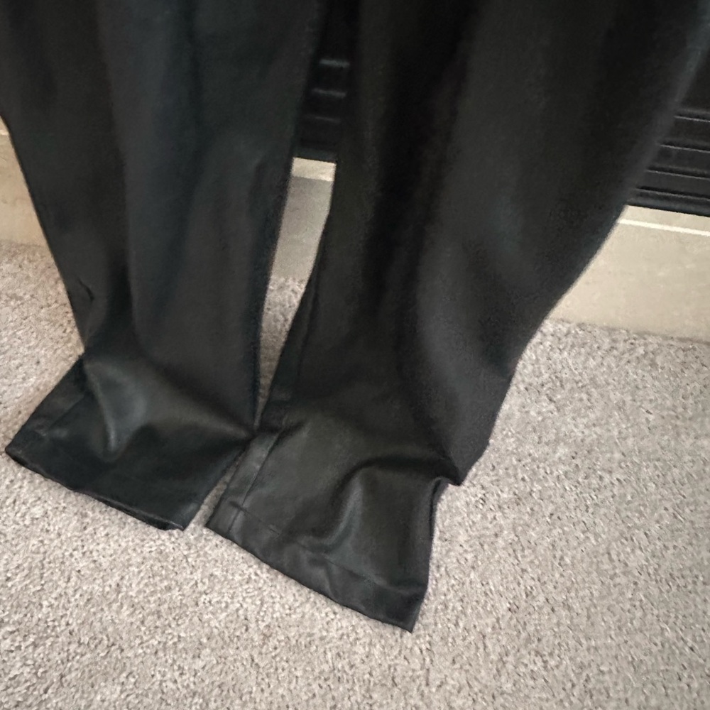 INC International Concepts Black Belted Jumpsuit Faux Leather - Picture 5 of 6